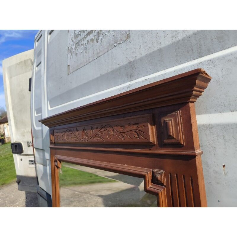 Wooden fireplace mirror