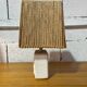 Vintage stone lamp with a cord lampshade from the 1970s.