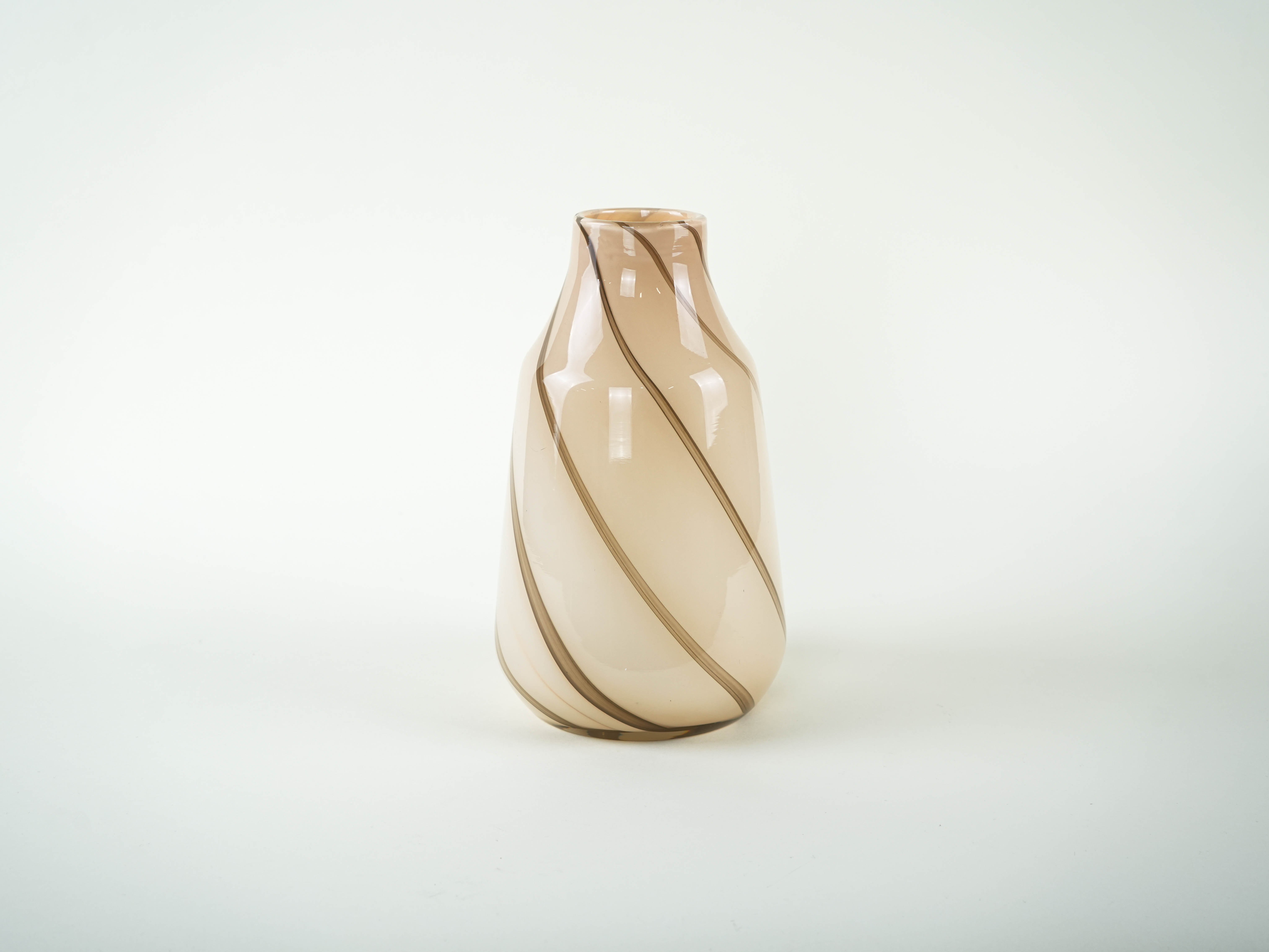 Beige glass vase, Danish design, 1970s, made in Denmark