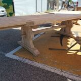 Solid oak monastery table with two extensions