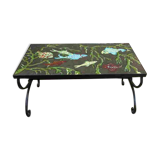 Coffee table wrought iron and lava stone of the years 50