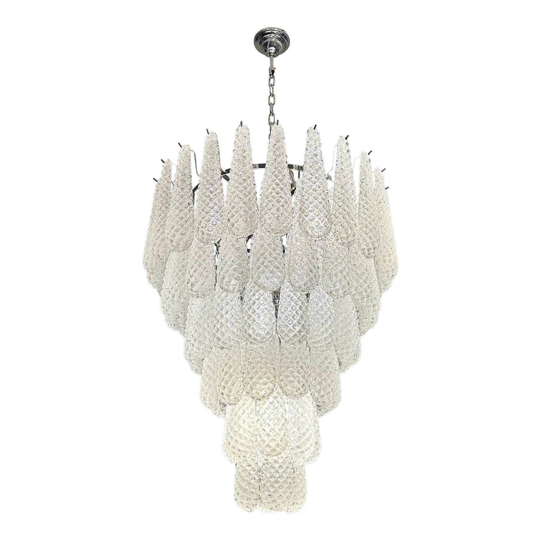“Elegant Murano Glass ‘Shells’ Chandelier – Venetian Mid-Century Modern”