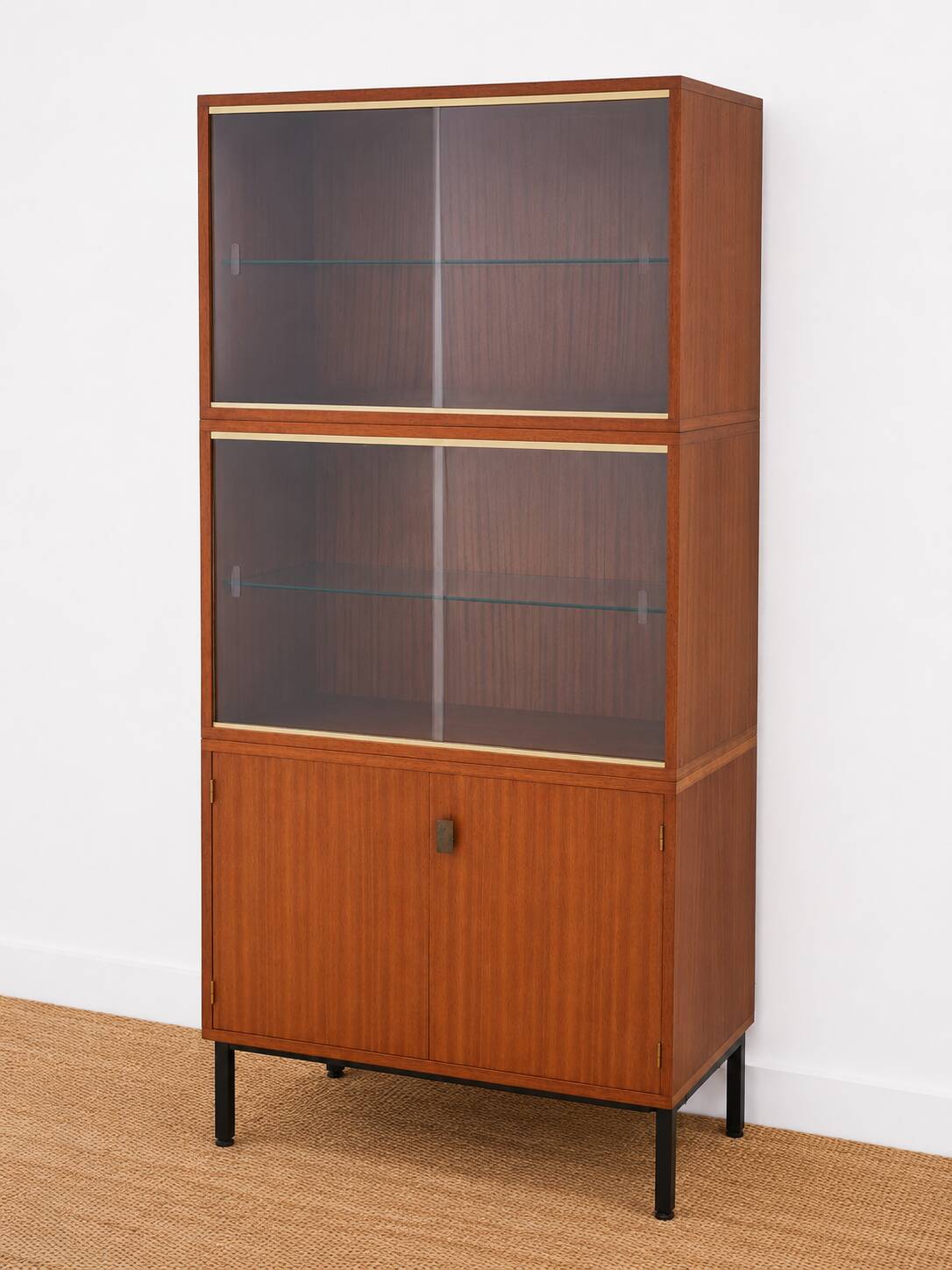 Modernist showcase library in teak