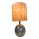 1970s table lamp in ceramic, signed, with a hand-painted silk shade.