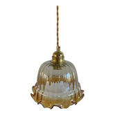 Suspension with vintage amber glass lampshade