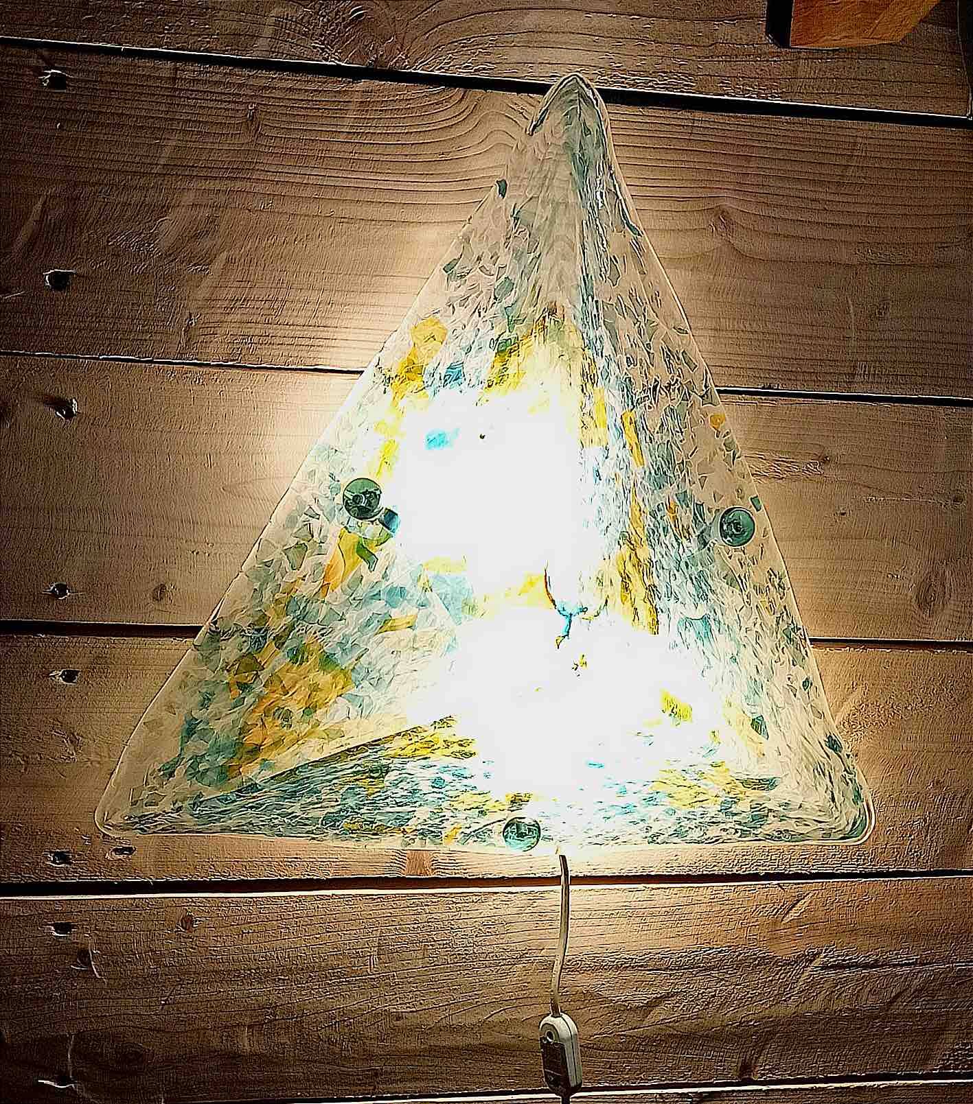 Triangular Murano light fixture (ceiling light or wall light) 1970s Height 48 cm