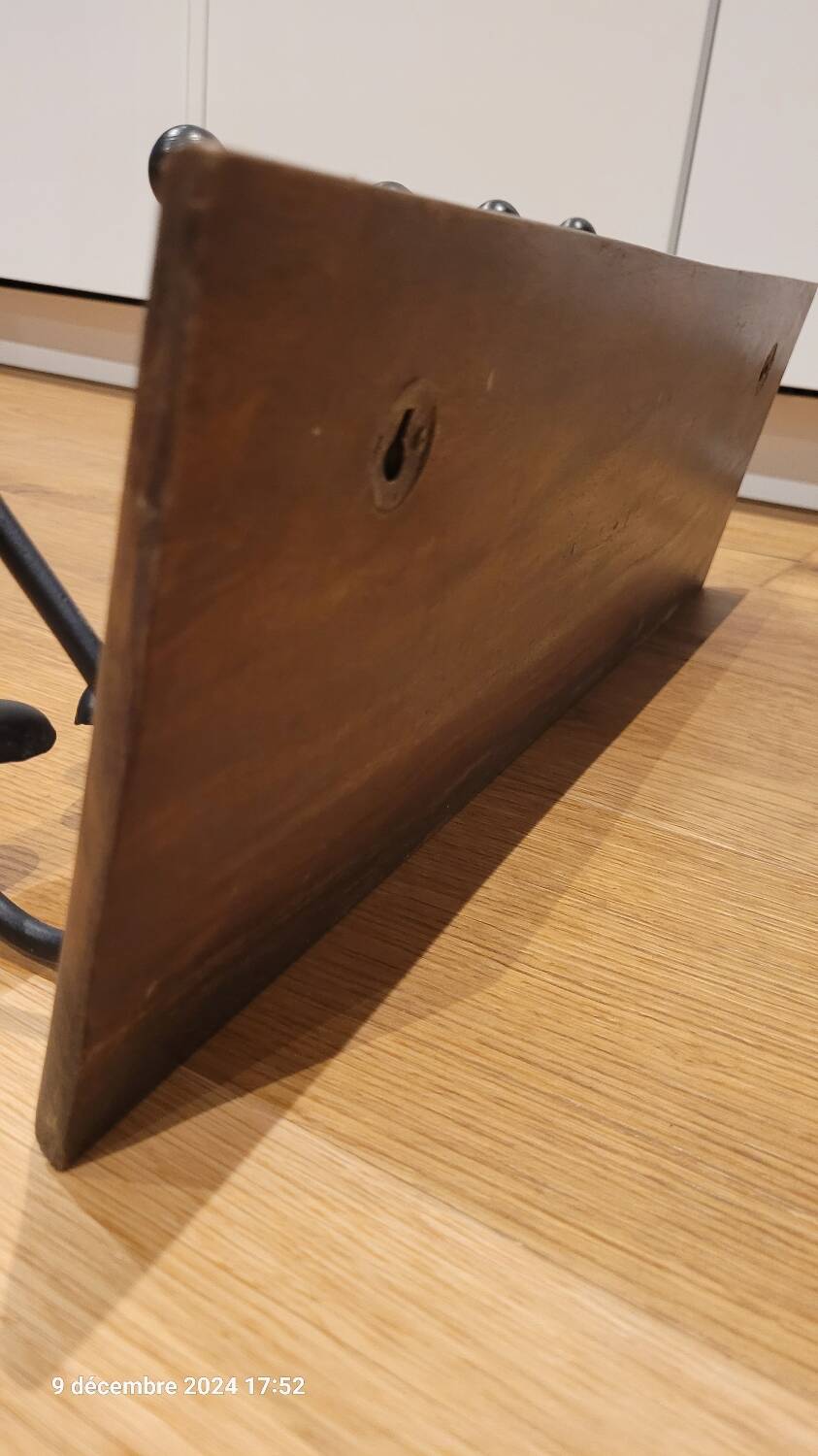 Wood and metal wall coat rack