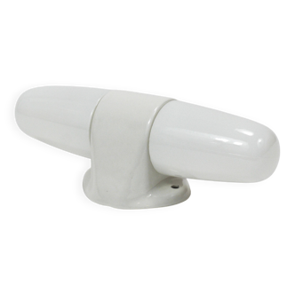 White double wall lamp Bauhaus Wilhelm Wagenfeld, Linder Germany, 1950s