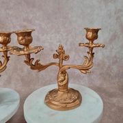 Paire de bougeoirs anciens dorés – style Louis Xv / Rocaille