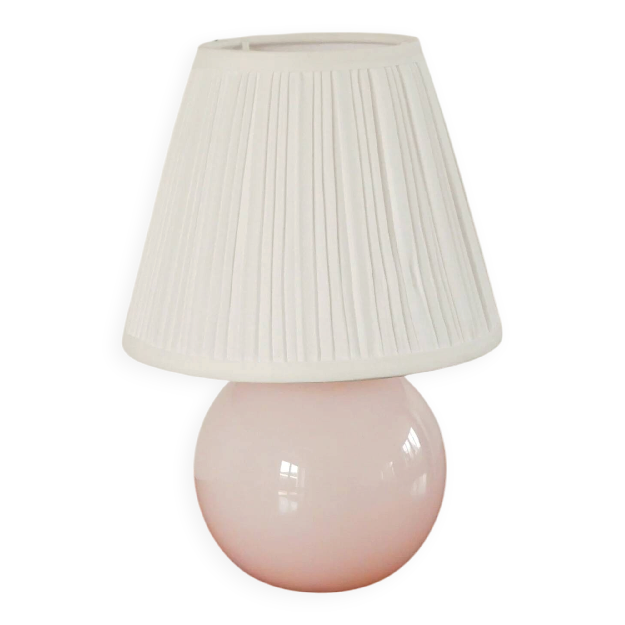 Lampe boule à poser en opaline, rose, art déco, 1930
