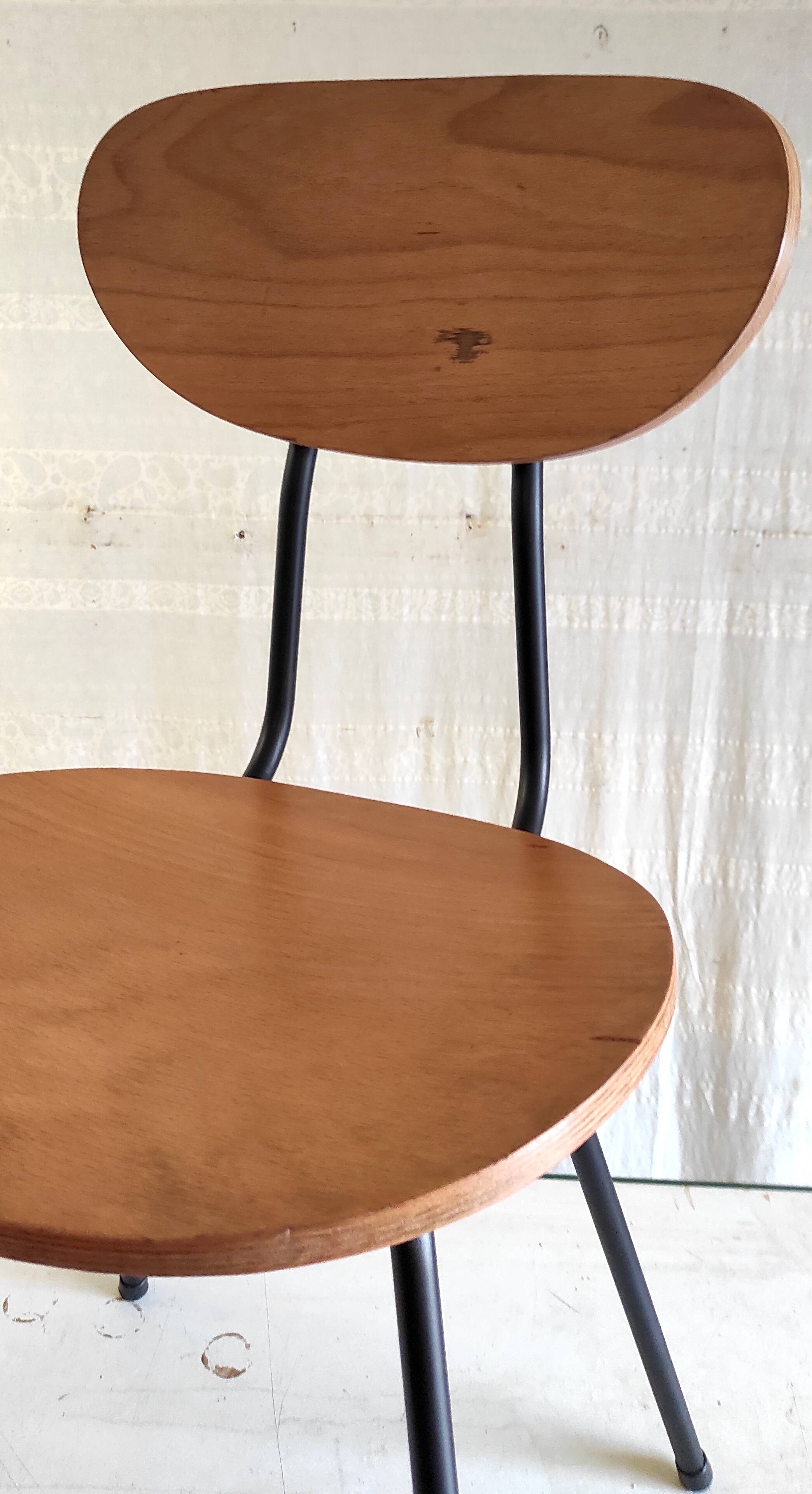 Pair of designer metal and wood chairs - 1950s