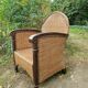 Paire de fauteuils en bois et rotin 1980