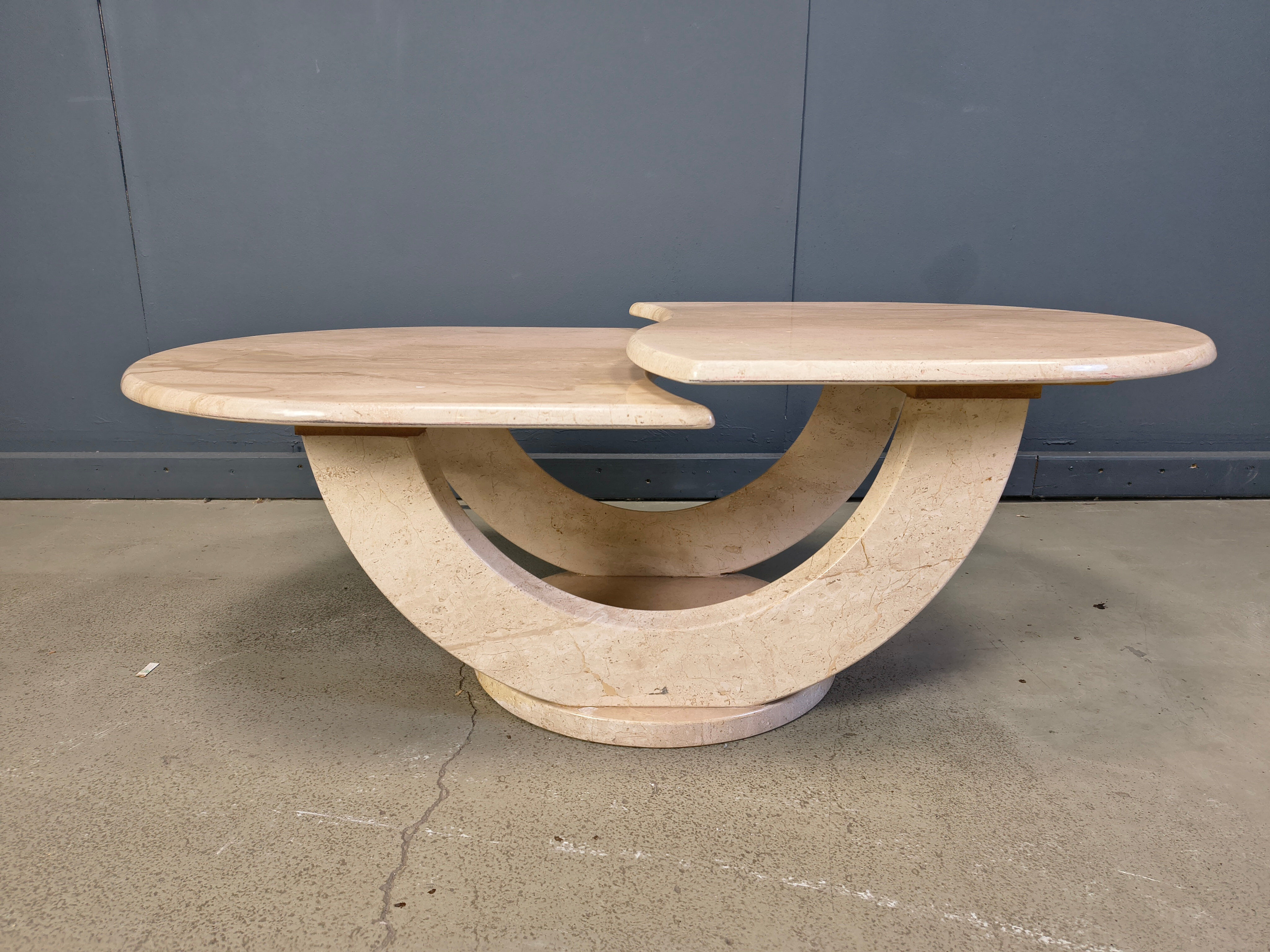 Vintage two tier travertine coffee table, 1970s