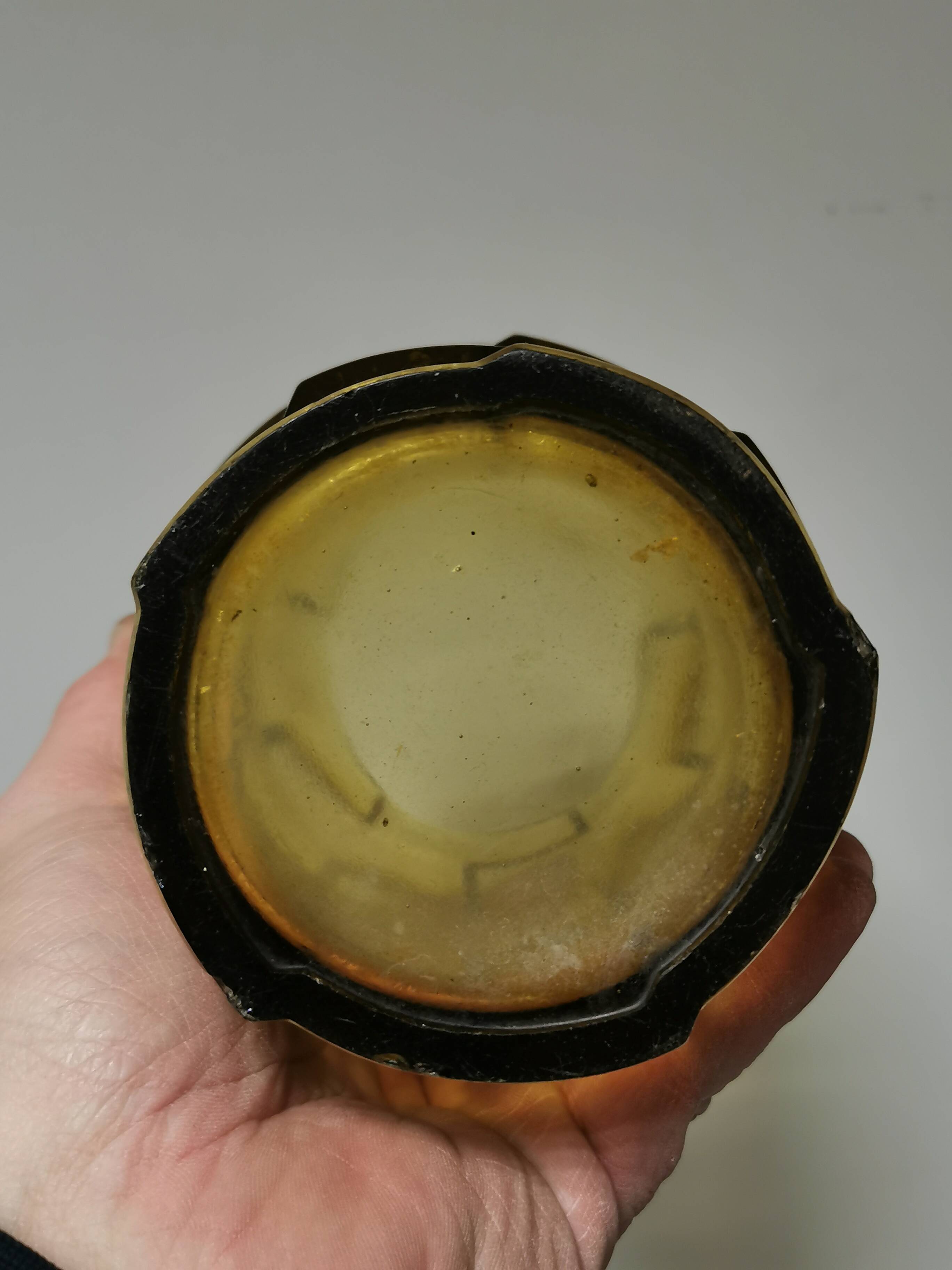 Stylized yellow glass vase, art deco