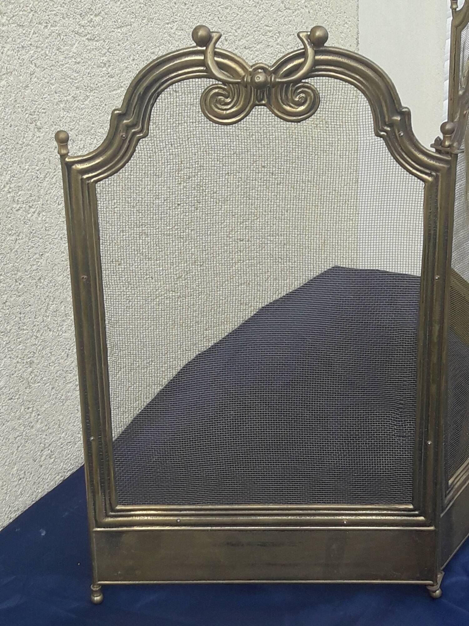 Pare feu en laiton grillagé 3 volets accessoire cheminée H 62 cm