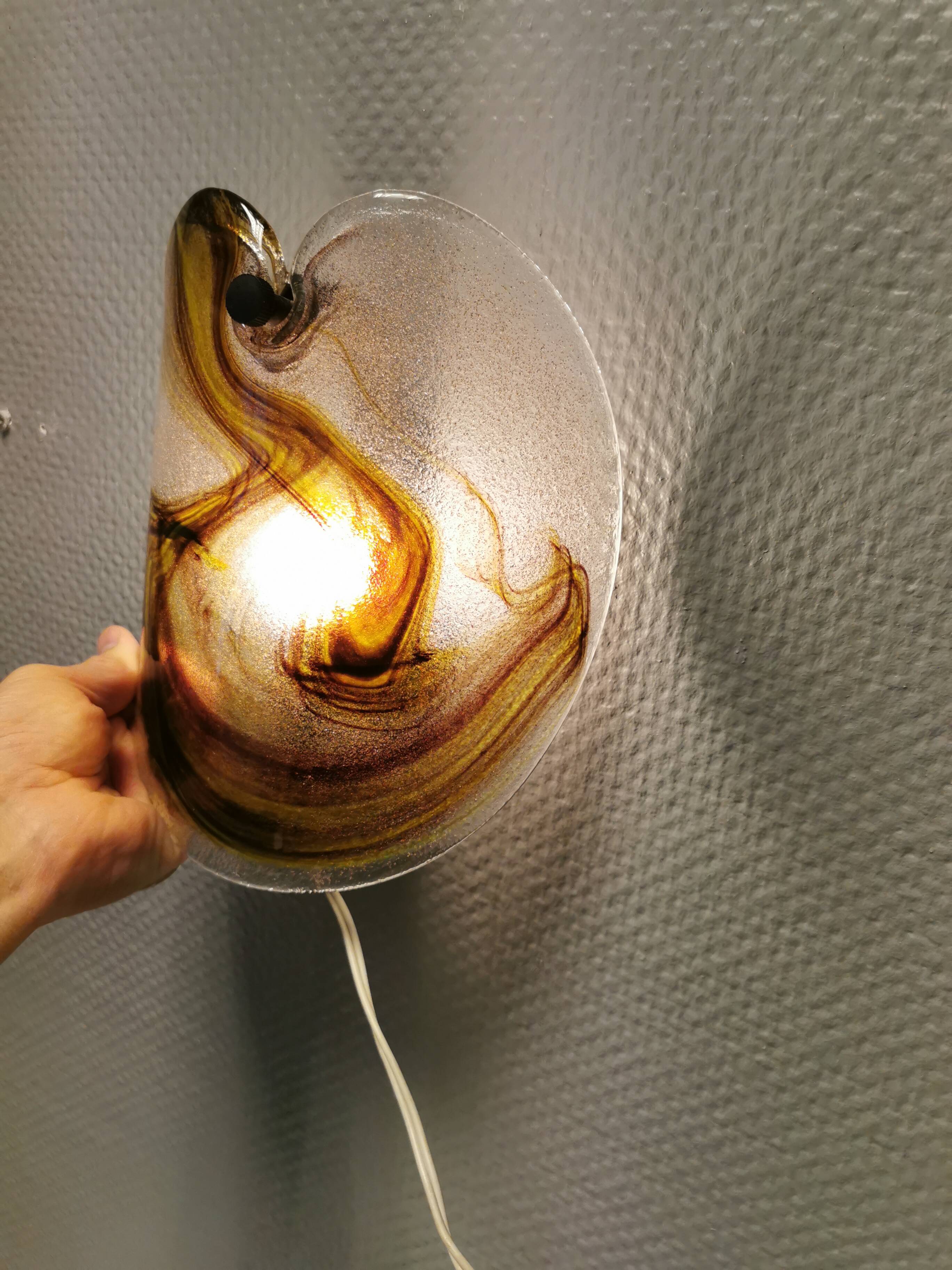 2 appliques murales en verre par Per Lutken pour la verrerie Holmegaard, années 1970
