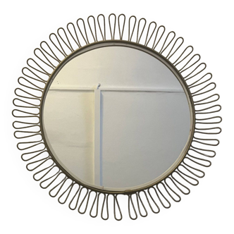 Round mirror in solid brass