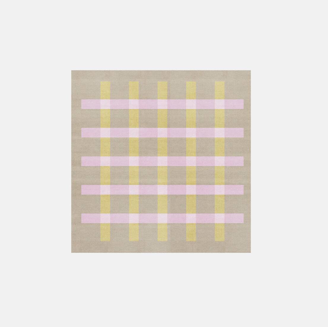 Tapis en jute à rayures roses et jaunes