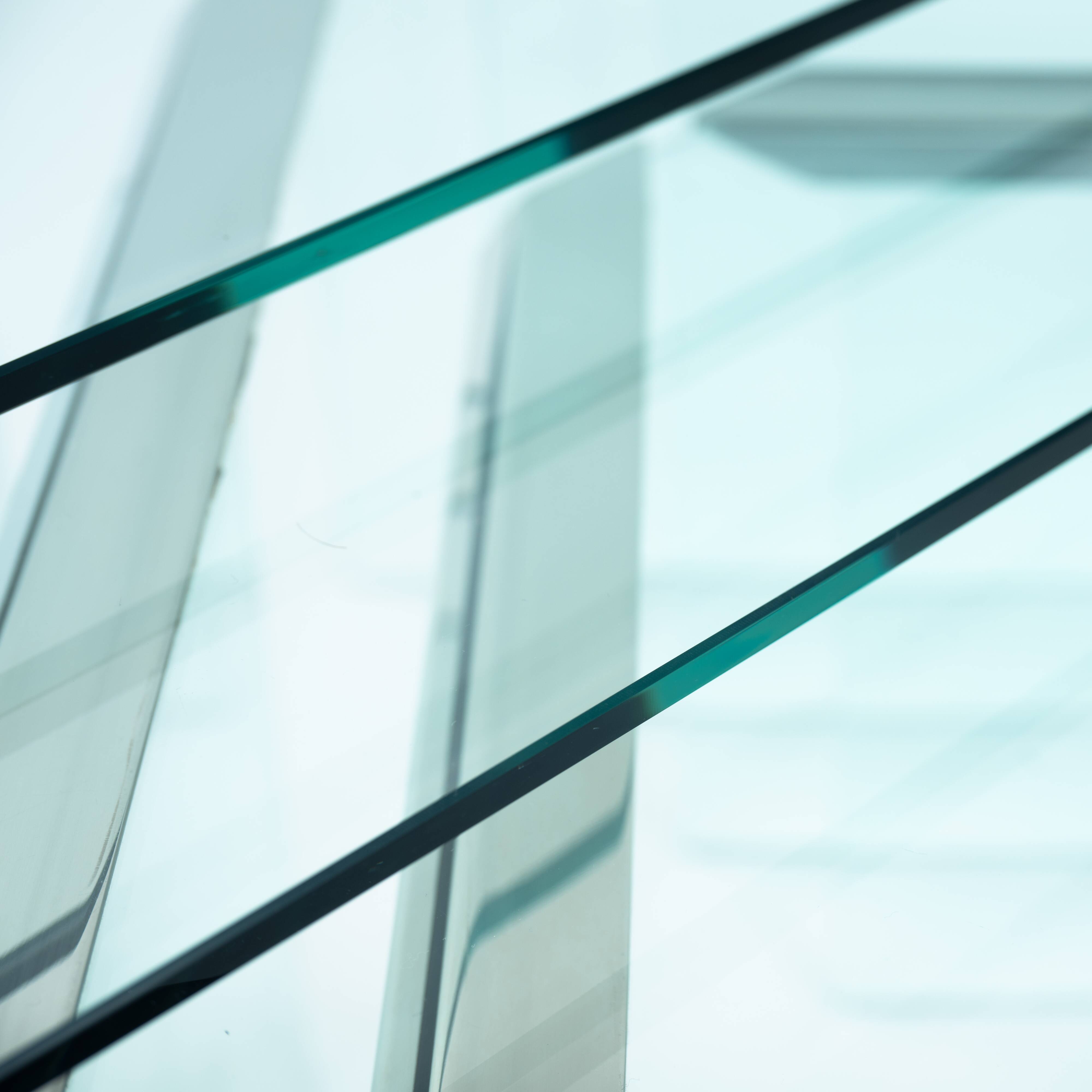 Tables gigognes Galotti & Radice en verre chromé, lot de 4, Italie, années 1970