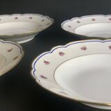 4 soup plates in Paris porcelain, "A la Reine" model, 1890, Damo