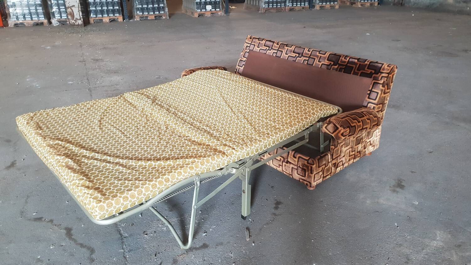 1970s velvet convertible sofa