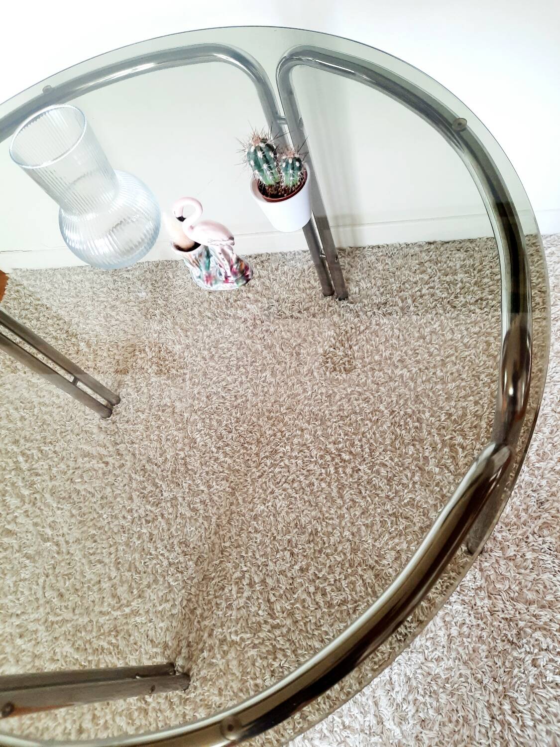 Space Age dining table smoked glass - chrome 70's