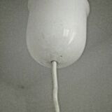 French suspended ceiling light in the shape of a white ball, Clichy 3336 glass shade.