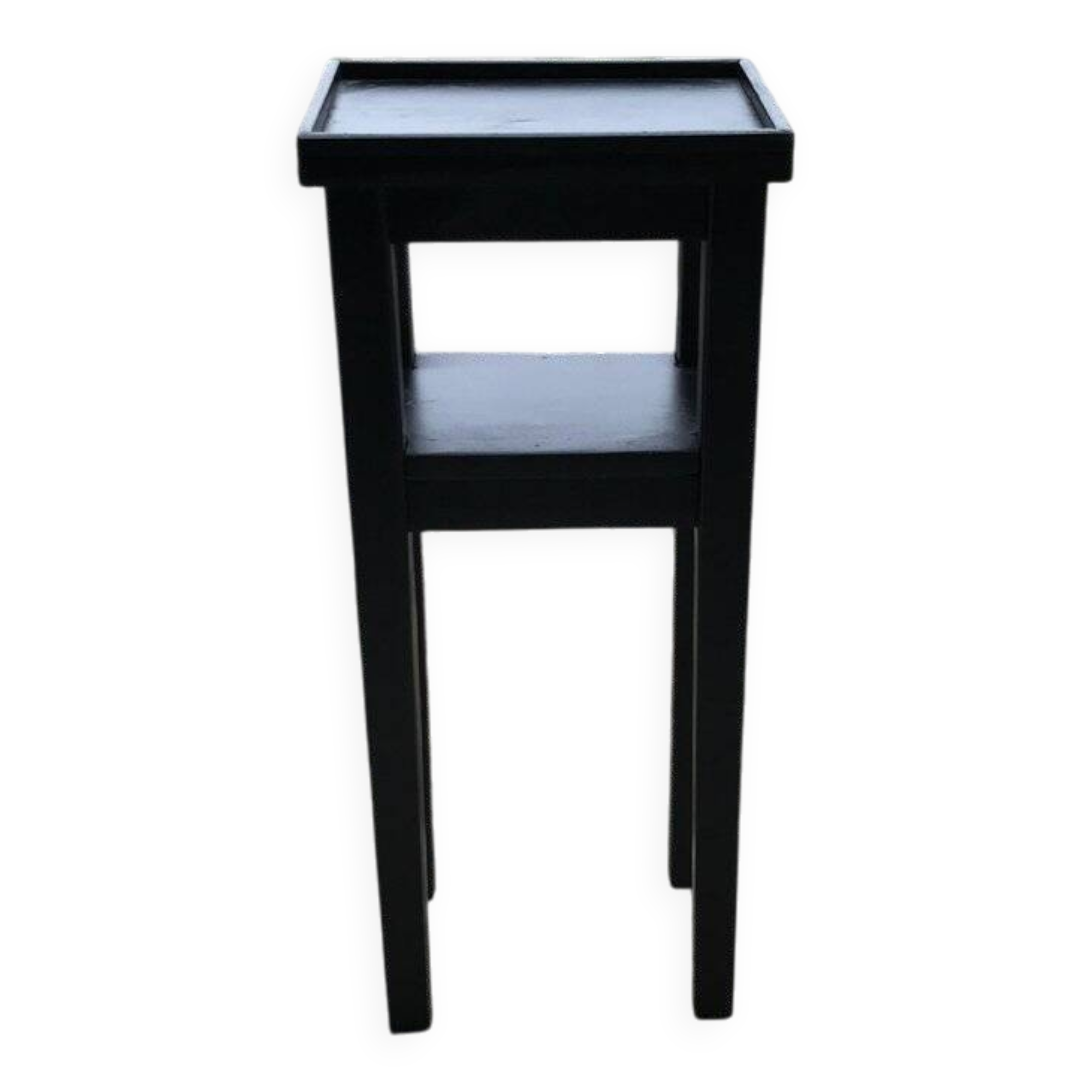 Small black Art Deco side table in wood, 1930s — compact and slender