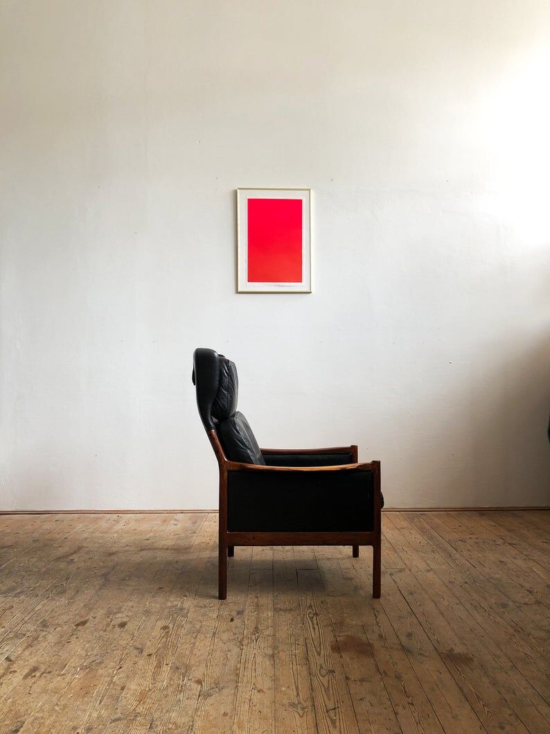 Danish leather and Rosewood armchair