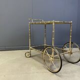 Chariot de bar en laiton imitation bambou, Orsenigo Italie, années 1970