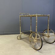 Brass faux bamboo bar cart, Orsenigo Italy, 1970s