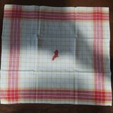 Serviettes de table série de deux coton à carreaux monogramme LR 53 X 57 cm