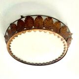 Gold and glass crown ceiling light, XL model, 1950s