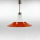 Suspension en verre opalin et métal orange, milieu XXème