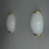 1980s Murano wall lights - Italian design - Swirled glass and brass