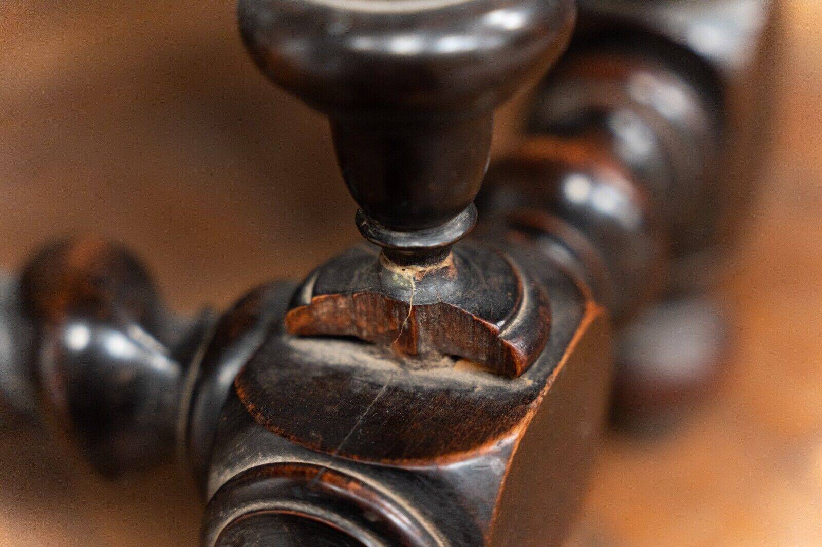 Louis XIII style blackened walnut desk, late 19th century, turned legs, one drawer
