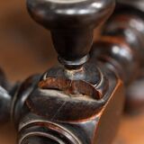 Louis XIII style blackened walnut desk, late 19th century, turned legs, one drawer