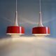 Pair of Scandinavian brushed aluminium pendants, 1960s