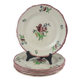 6 flat plates in Gien earthenware, Lorraine model