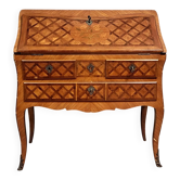 Louis XV period curved secretary desk in marquetry, circa 1750