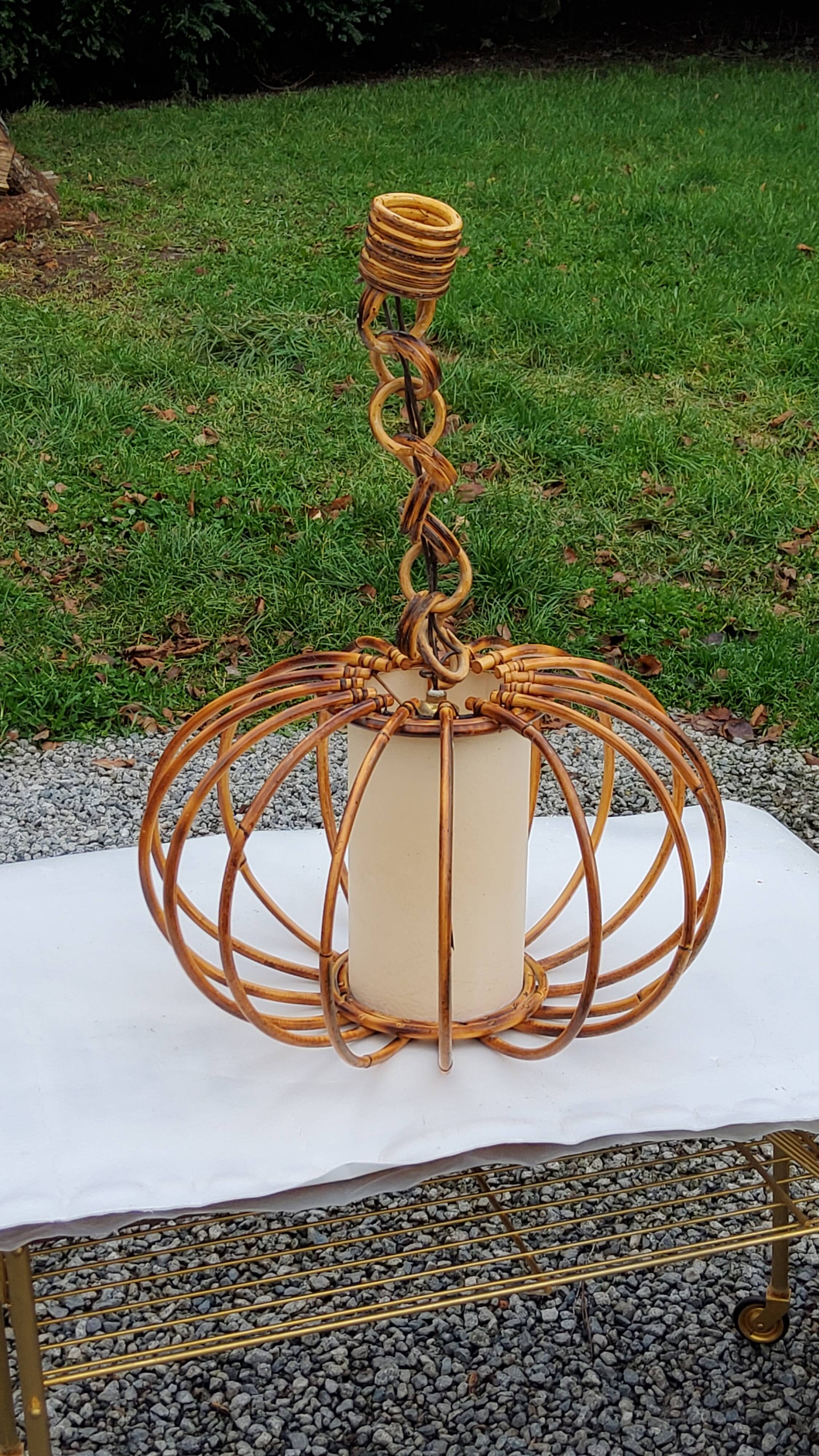 70s rattan pendant light