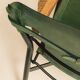 Maërl armchair, Galathée model, green leather, solid wood armrests of your choice