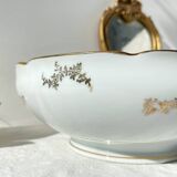 Saladier en porcelaine blanche et dorée J&Ciem France 1950