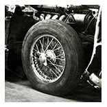 Photograph of Françoise Sagan's rugged Aston Martin