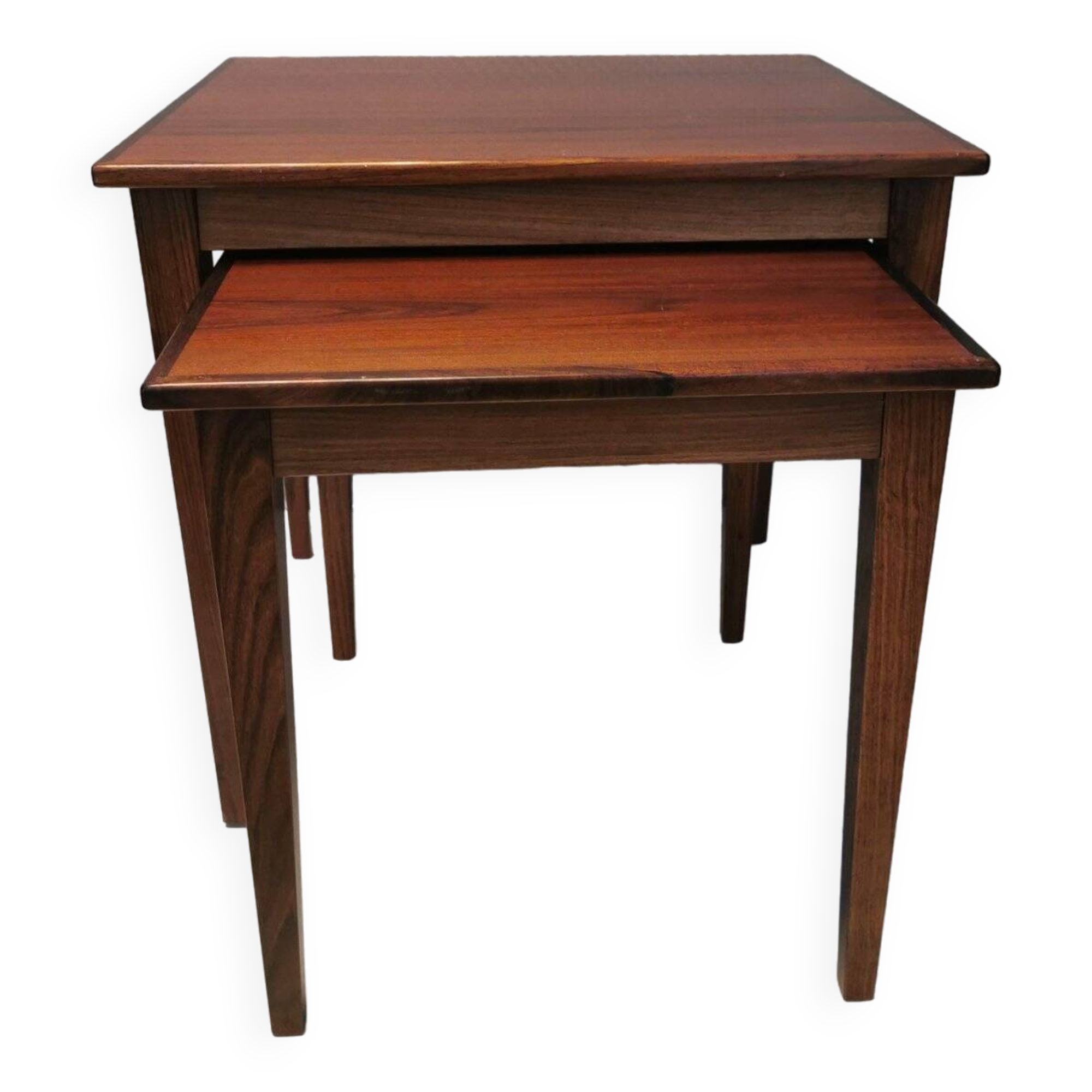 Set of two mid-century side tables in rosewood designed by bent silberg for furniture of denmark.