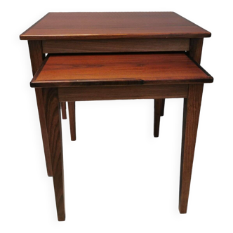 Set of two mid-century side tables in rosewood designed by bent silberg for furniture of denmark.