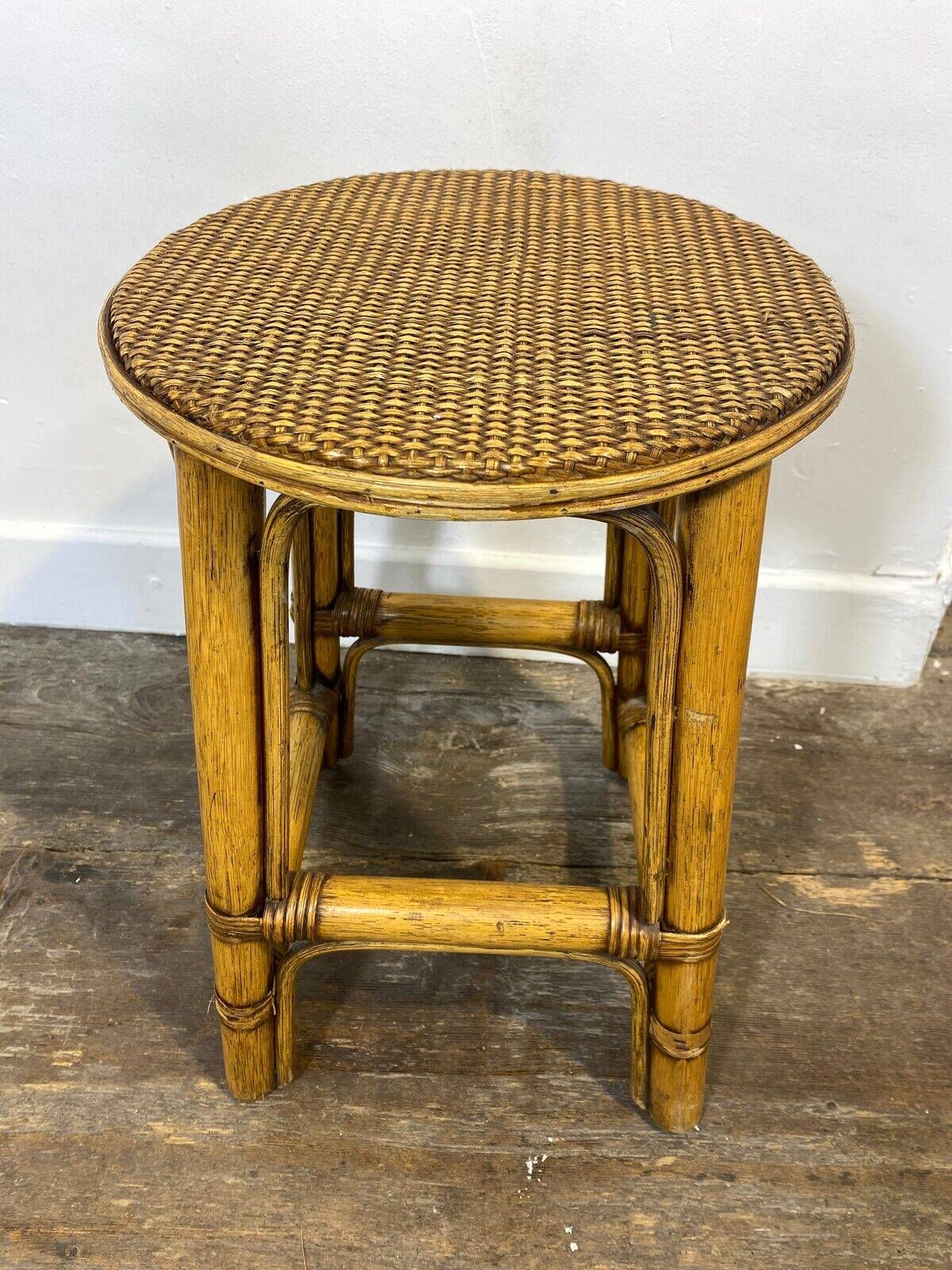 Rattan and cane stool, seaside spirit, mid-20th century.