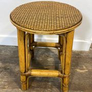 Rattan and cane stool, seaside spirit, mid-20th century.