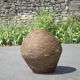 Large old basket, burgundy straw and bramble, woven basket