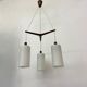 Mid-century design pendant lamp teak and opaline glass , 1970s